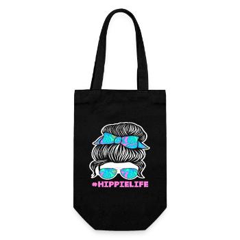 #HippieLife Friedenszeichen Bunte Haare - Geschenkbeutel für Flaschen - Schwarz - Vorne