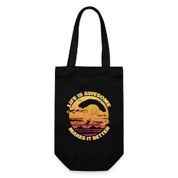 Live Is Awesome – Paragliding Makes It Better - Geschenkbeutel für Flaschen - Schwarz - Vorne