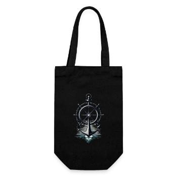 Captain Steering Wheel Anchor Sailboat Adventure - Gift Bag for Bottles - black - Front