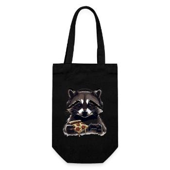 Funny Raccoon Gaming Pizza Gamer Gamer Gaming - Gift Bag for Bottles - black - Front