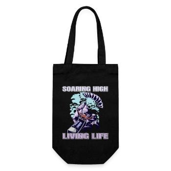 Soaring High Living Life – Paragliding Design - Gift Bag for Bottles - black - Front