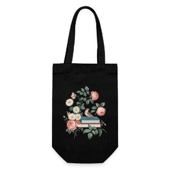 Cottagecore Romance : Livres, fleurs et oiseaux - Sac à bouteille - noir - Devant