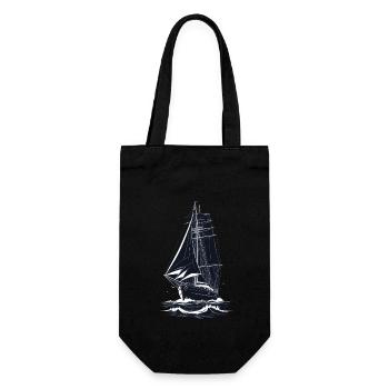 Maritime Adventure Sailing Ship Illustration - Gift Bag for Bottles - black - Front