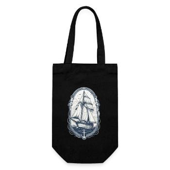 Elegant Sailing Ship Adventure Motif - Gift Bag for Bottles - black - Front