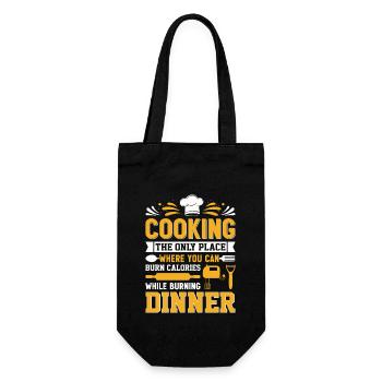 Cooking: The only place where you can burn calorie - Gift Bag for Bottles - black - Front