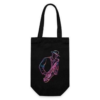 Musicien de jazz avec saxophone dans le style vintage - Sac à bouteille - noir - Devant