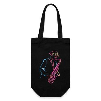 Einzigartiger Jazz-Saxophonist im Retro-Stil - Geschenkbeutel für Flaschen - Schwarz - Vorne