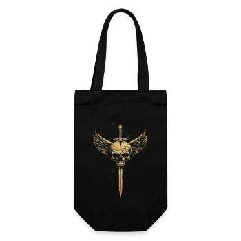 Skull with Wings for Bikers – Sword Design - Gift Bag for Bottles - black - Front