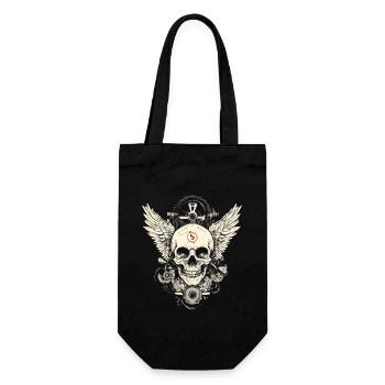 Skull with wings for bikers – mechanical look - Gift Bag for Bottles - black - Front