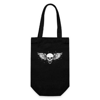 Skull with wings for bikers – Dark Style - Gift Bag for Bottles - black - Front