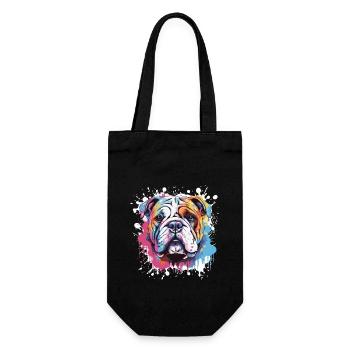 Bulldog Hund Kopf Porträt Pop Art - Geschenkbeutel für Flaschen - Schwarz - Vorne