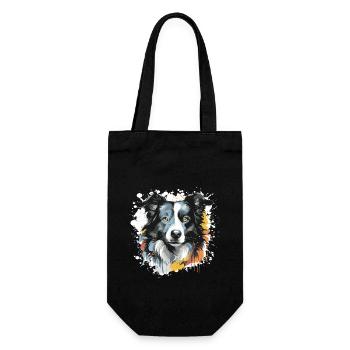 Border Collie Dog Head Portrait Pop Art - Gift Bag for Bottles - black - Front