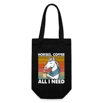 Lustiges Pferd Kunst Pferdebesitzer Pferde Kaffee - Geschenkbeutel für Flaschen - Schwarz - Vorne