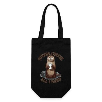 Lustiges Otter Coffee Zoo Retro Kaffee All I Need - Geschenkbeutel für Flaschen - Schwarz - Vorne