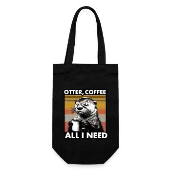 Drôle de loutre café zoo café rétro tout ce dont j’ai besoin - Sac à bouteille - noir - Devant
