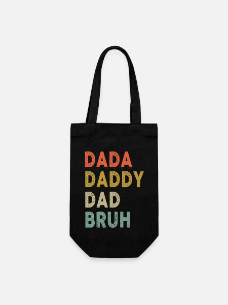 Dada Daddy Dad Bruh Father's Day Retro Vintage - Geschenkbeutel für Flaschen - Schwarz