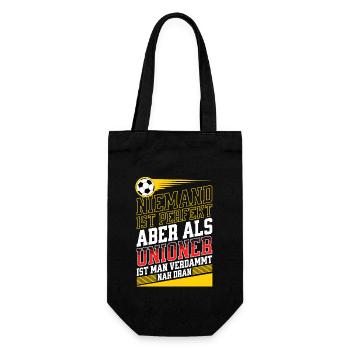 Niemand ist perfekt aber als Unioner nah dran - Geschenkbeutel für Flaschen - Schwarz - Vorne