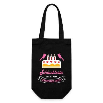 Schlachterin Geburtstag Geburtstagsgeschenk Chefin - Geschenkbeutel für Flaschen - Schwarz - Vorne
