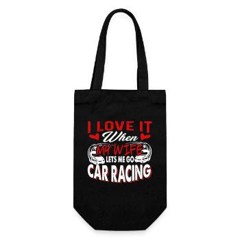 Car Racing I Love It When My Wife Lets Me Go - Gift Bag for Bottles - black - Front