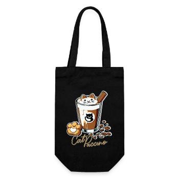Catpuccino - Kaffee Liebhaber Outfit für Herbst - Geschenkbeutel für Flaschen - Schwarz - Vorne