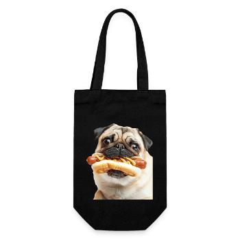 Mops - Geschenkbeutel für Flaschen - Schwarz - Vorne