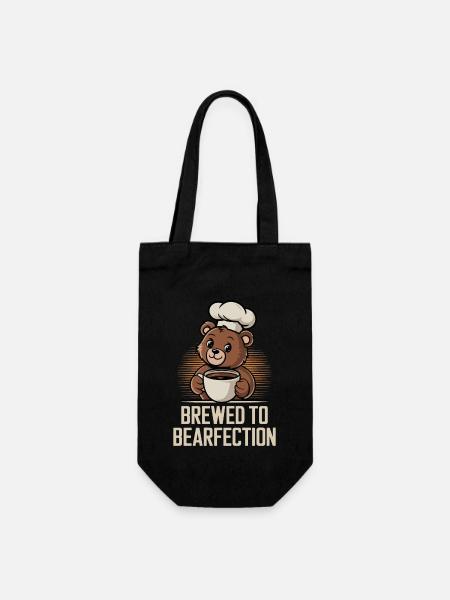 Kaffee-Liebhaber Bear mit Niedlichem Hutmacher - Geschenkbeutel für Flaschen - Schwarz