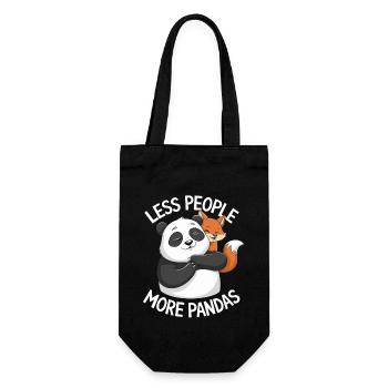 Fewer people, more pandas, humorous saying - Gift Bag for Bottles - black - Front