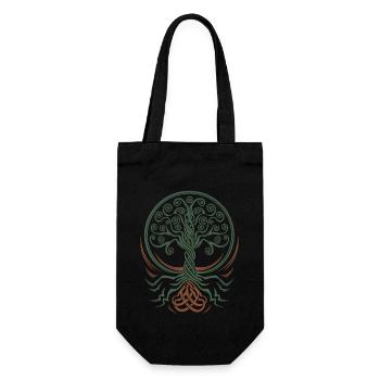 Neo-Celtic Tree of Life with Interwoven Roots - Gift Bag for Bottles - black - Front