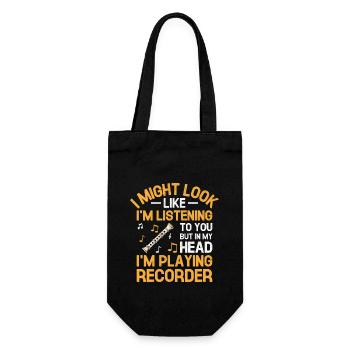 Recorder Player American Flag USA Instrument Music - Gift Bag for Bottles - black - Front