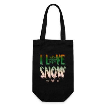 I Love Snow - Geschenkbeutel für Flaschen - Schwarz - Vorne