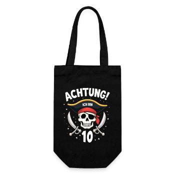 10th Birthday Pirate Gift Boys Boys - Gift Bag for Bottles - black - Front