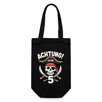 5th Birthday Pirate Gift Boys Boys - Gift Bag for Bottles - black - Front