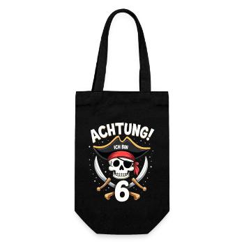 6th Birthday Pirate Gift Boys Boys - Gift Bag for Bottles - black - Front