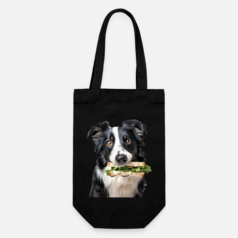 Border Collie - Geschenkbeutel für Flaschen - Schwarz