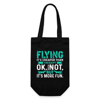 Pilot Flying Is Cheaper Than Therapy - Gift Bag for Bottles - black - Front