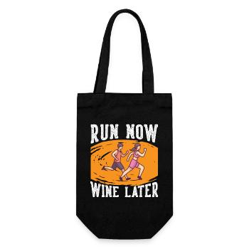 Marathon Run Now Wine Later Running - Gift Bag for Bottles - black - Front