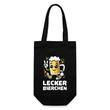 Lecker Bierchen Cartoon - Geschenkbeutel für Flaschen - Schwarz - Vorne