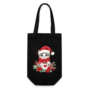 Cat Coffee Christmas Decoration Women Men Children - Gift Bag for Bottles - black - Front