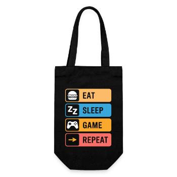Eating, sleeping, gaming, repeating – gamer saying - Gift Bag for Bottles - black - Front