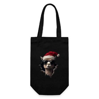 Alpaka Züchter Lama Weihnachten Weihnachts Alpaka - Geschenkbeutel für Flaschen - Schwarz - Vorne