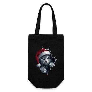 Katzenbesitzer Katzen Weihnachten Weihnachts Katze - Geschenkbeutel für Flaschen - Schwarz - Vorne