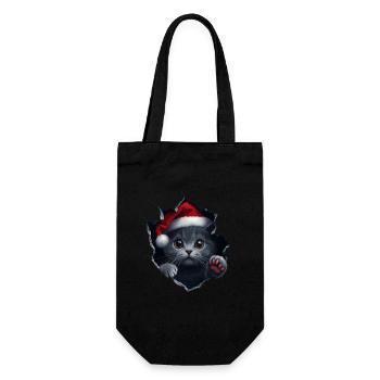 Katzenbesitzer Katzen Weihnachten Weihnachts Katze - Geschenkbeutel für Flaschen - Schwarz - Vorne