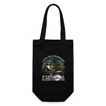 Life is awesome, fishing makes it better - Angler - Gift Bag for Bottles - black - Front