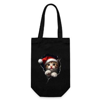 Katzenbesitzer Katzen Weihnachten Weihnachts Katze - Geschenkbeutel für Flaschen - Schwarz - Vorne