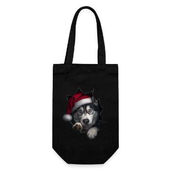 Hundebesitzer Hunde Weihnachten Weihnachts Hund - Geschenkbeutel für Flaschen - Schwarz - Vorne