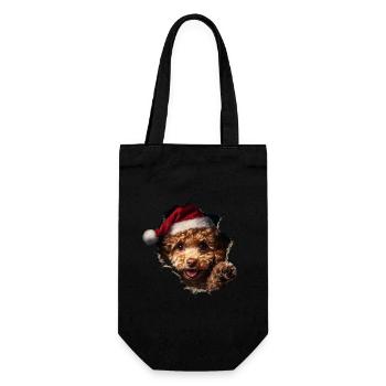 Hundebesitzer Hunde Weihnachten Weihnachts Hund - Geschenkbeutel für Flaschen - Schwarz - Vorne