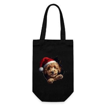 Hundebesitzer Hunde Weihnachten Weihnachts Hund - Geschenkbeutel für Flaschen - Schwarz - Vorne