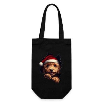 Hundebesitzer Hunde Weihnachten Weihnachts Hund - Geschenkbeutel für Flaschen - Schwarz - Vorne