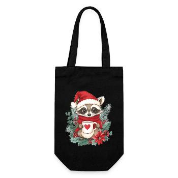 Raccoon Coffee Christmas Women Men Children - Gift Bag for Bottles - black - Front