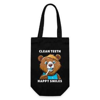 BEAR CLEAN TEETH, HAPPY SMILES - Gift Bag for Bottles - black - Front